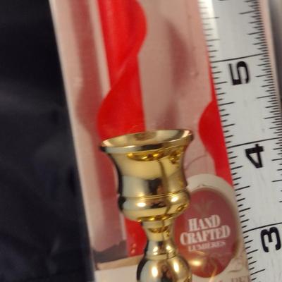 Pair of Brass Candlestick Holders with Beeswax Candles