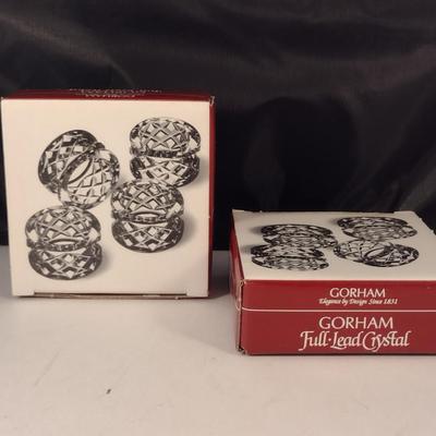 Gorham Crystal Napkin Ring Holders- Two Sets of Four