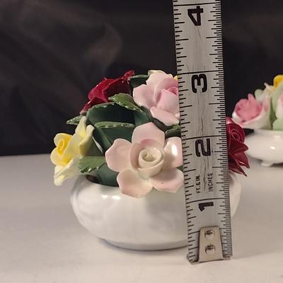 Pair of Porcelain Miniature Posy Arrangements- Aynsley and Golden Crown