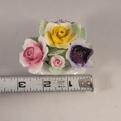 Pair of Porcelain Miniature Posy Arrangements- Aynsley and Golden Crown