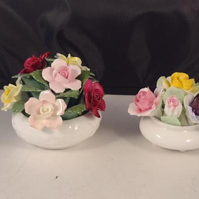 Pair of Porcelain Miniature Posy Arrangements- Aynsley and Golden Crown