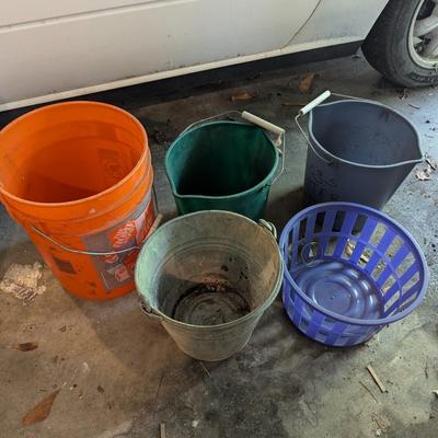 Assorted Pails & Made In Poland Metal Bucket
