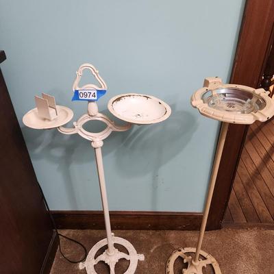 2 Vintage Metal Ashtray Stands