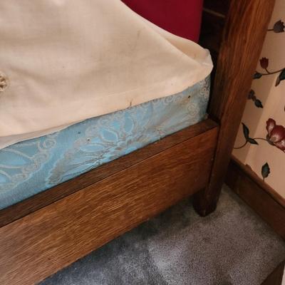 Vintage Oak Wood Full size Bed Headboard Footboard 54" Wide