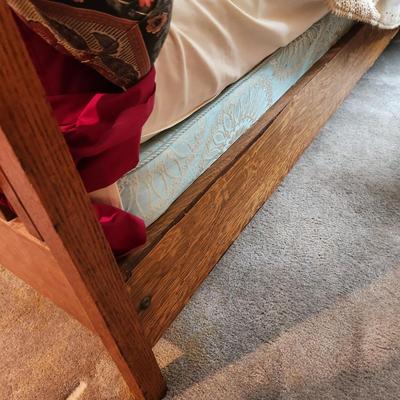 Vintage Oak Wood Full size Bed Headboard Footboard 54" Wide