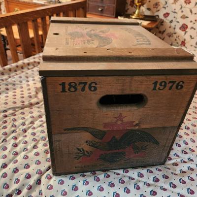 Anheuser Busch Beer St. Louis MO Wooden Crate with Lid Bar Man Cave