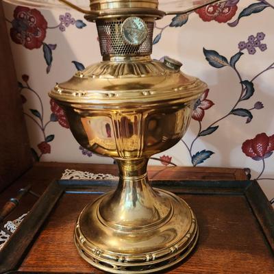 Vintage Aladdin Model 11 Converted Brass Table Oil Lamp