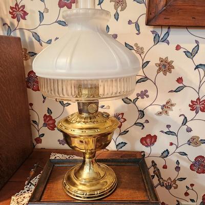 Vintage Aladdin Model 11 Converted Brass Table Oil Lamp