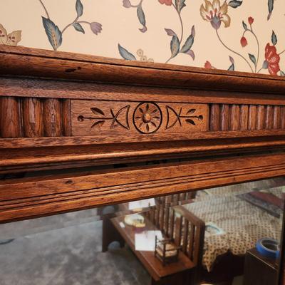 Antique Oak W Marble Top 3 Drawer Chest Dresser with Mirror