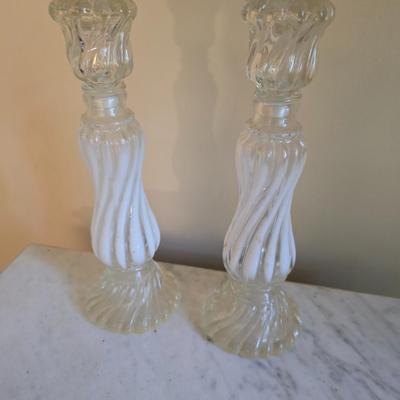 Avon While Swirl Candle holders
