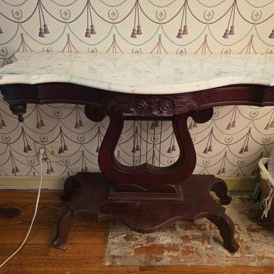 Marble top 1/2 turtle back table