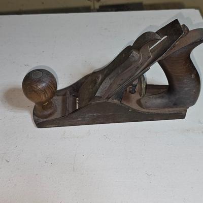 Vintage Wood Hand Plane – Cast Iron Body with Wooden Handles
