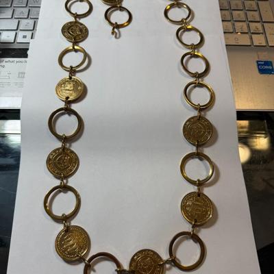 VINTAGE GOLD-TONED METAL FASHION BELT 36" LONG IN GOOD PREOWNED FROM AN ESTATE AS PICTURED.