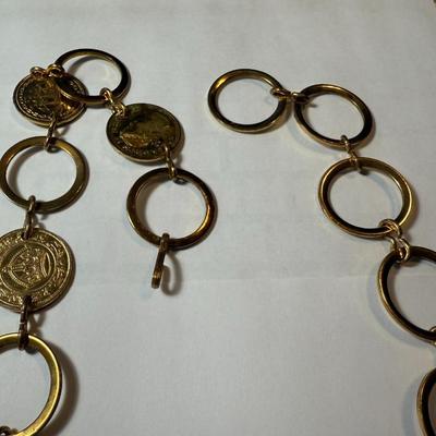 VINTAGE GOLD-TONED METAL FASHION BELT 36" LONG IN GOOD PREOWNED FROM AN ESTATE AS PICTURED.