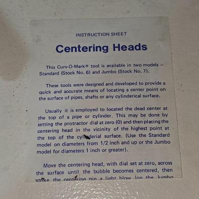 Curv-O-Mark Centering Head – Standard Size with Box & Instructions