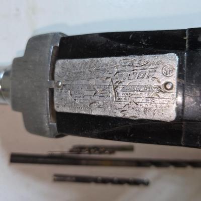 Vintage Electric Drill with Metal Drill Bit Set
