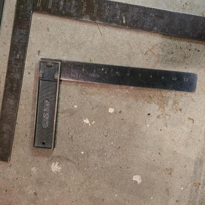 Lot of Hand Tools – Square, Level, Framing Square & Tin Snips