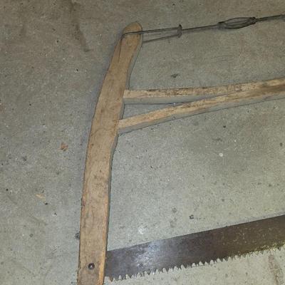 Vintage Wooden Frame Bow Saw – Tensioned Crosscut Style