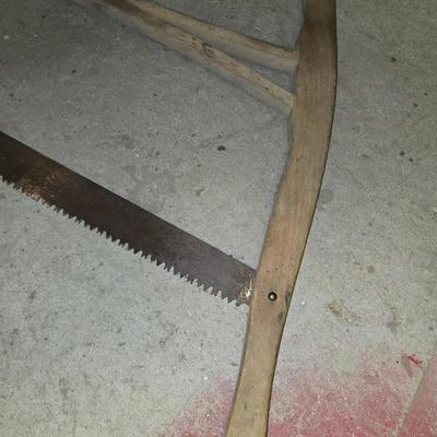 Vintage Wooden Frame Bow Saw – Tensioned Crosscut Style