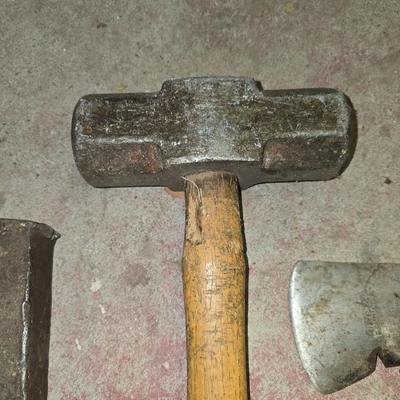 3 Heavy-Duty Tools – Splitting Wedge, Sledgehammer & Hatchet