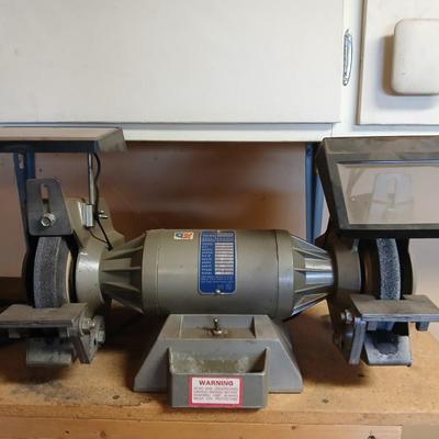 Montgomery Ward Powr-Kraft Ball Bearing Bench Grinder, model 8134