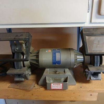 Montgomery Ward Powr-Kraft Ball Bearing Bench Grinder, model 8134