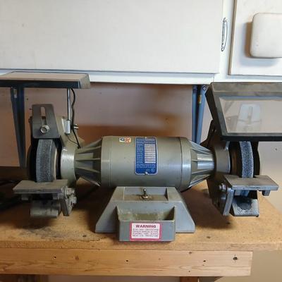 Montgomery Ward Powr-Kraft Ball Bearing Bench Grinder, model 8134