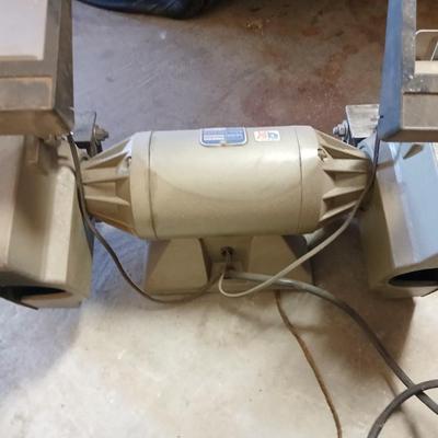 Montgomery Ward Powr-Kraft Ball Bearing Bench Grinder, model 8134