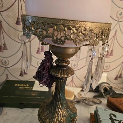 Antique Lamp with pink globe