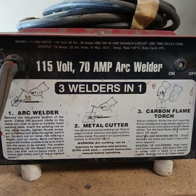 115V, 70 AMP Arc Welder – “3 Welders in 1” Combo Unit