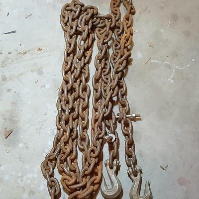 Approx. 20 Ft Heavy Duty Steel Tow/Lifting Chain with Forged Hooks