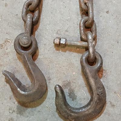 Approx. 14 Ft Heavy Duty Steel Chain with Clevis & Slip Hooks