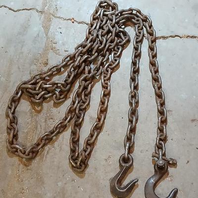 Approx. 14 Ft Heavy Duty Steel Chain with Clevis & Slip Hooks