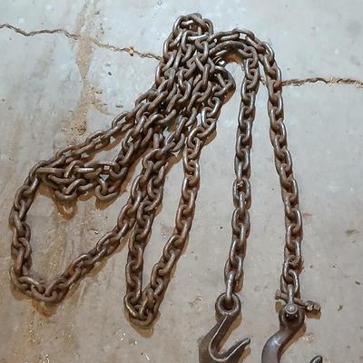 Approx. 14 Ft Heavy Duty Steel Chain with Clevis & Slip Hooks