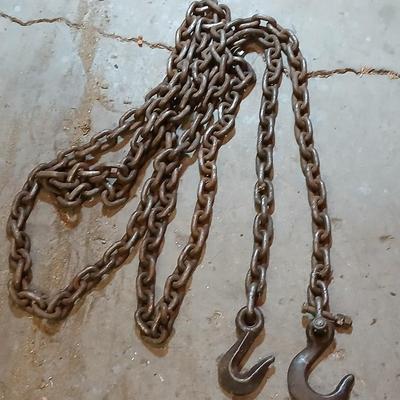 Approx. 14 Ft Heavy Duty Steel Chain with Clevis & Slip Hooks