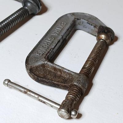 Lot of 3 Vintage Heavy-Duty C-Clamps – Armstrong, Eclipse, AutoKraft