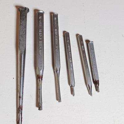 Lot of 6 USA-Made Craftsman Punches & Chisels