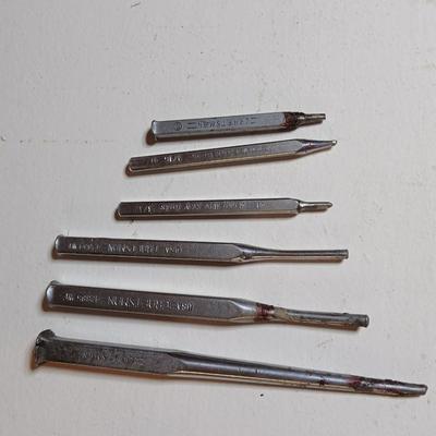 Lot of 6 USA-Made Craftsman Punches & Chisels