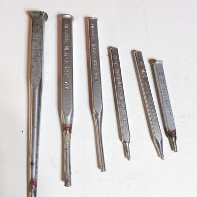 Lot of 6 USA-Made Craftsman Punches & Chisels