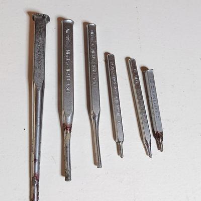 Lot of 6 USA-Made Craftsman Punches & Chisels