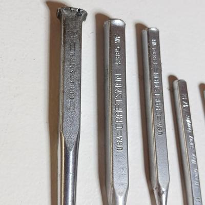 Lot of 6 USA-Made Craftsman Punches & Chisels