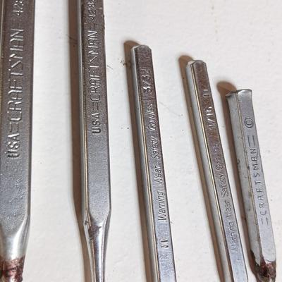 Lot of 6 USA-Made Craftsman Punches & Chisels