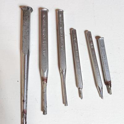 Lot of 6 USA-Made Craftsman Punches & Chisels