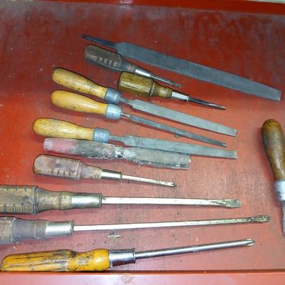Vintage Wood Handle Screwdrivers, Chisels, and Files – Mixed Brands