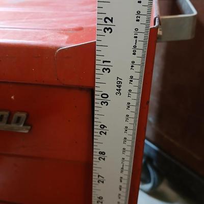 Vintage Waterloo Red Metal Rolling Tool Chest – 4 Drawers + Caster Wheels