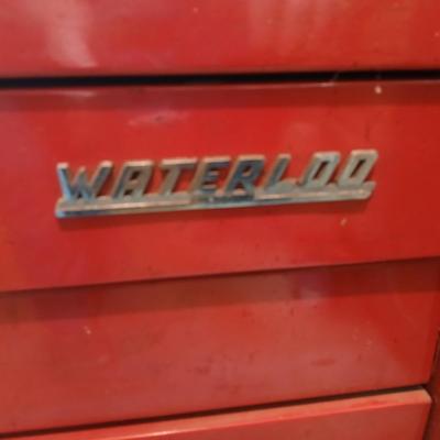 Vintage Waterloo Red Metal Rolling Tool Chest – 4 Drawers + Caster Wheels