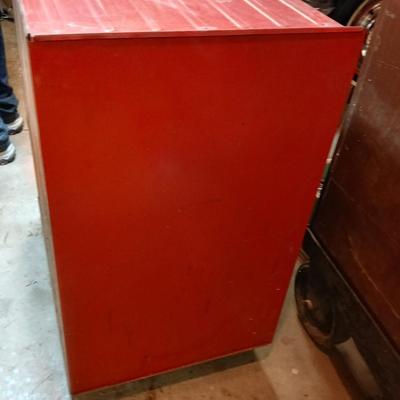 Vintage Waterloo Red Metal Rolling Tool Chest – 4 Drawers + Caster Wheels