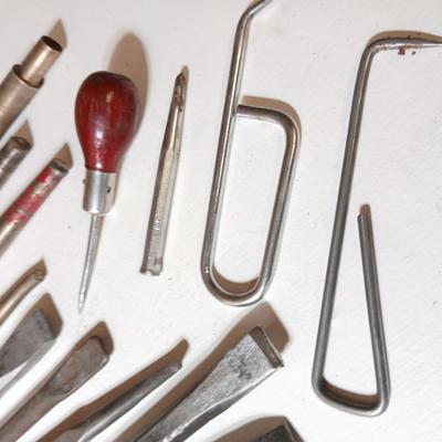 Lot of 14 Vintage Hand Tools – Punches, Chisels, Awl, and More