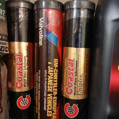 Lot of Automotive Maintenance Supplies – Gear Oil, Grease Tubes, Steel Wool & More