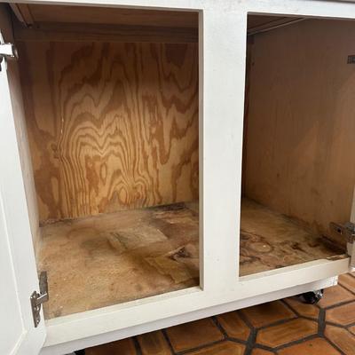 White Kitchen Island Cabinet on Wheels